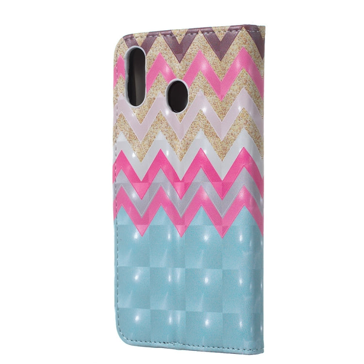 Color Wave 3D Pattern Horizontal Flip Leather Case for Galaxy M20, with Holder & Card Slots & Photo Frame & Wallet
