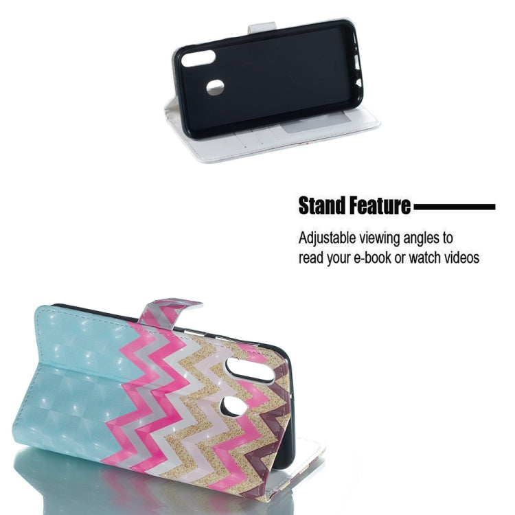 Color Wave 3D Pattern Horizontal Flip Leather Case for Galaxy M20, with Holder & Card Slots & Photo Frame & Wallet