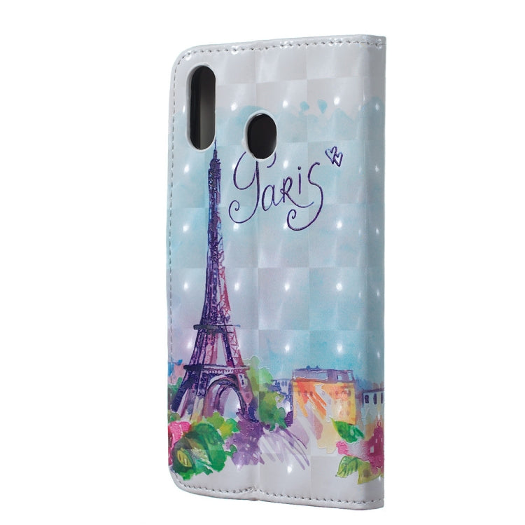 Tower Pattern 3D Horizontal Flip Leather Case for Galaxy M20, with Holder & Card Slots & Photo Frame & Wallet