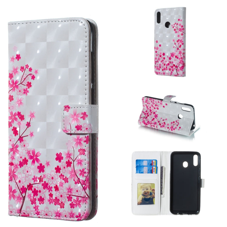 Sakura Pattern 3D Horizontal Flip Leather Case for Galaxy M20, with Holder & Card Slots & Photo Frame & Wallet