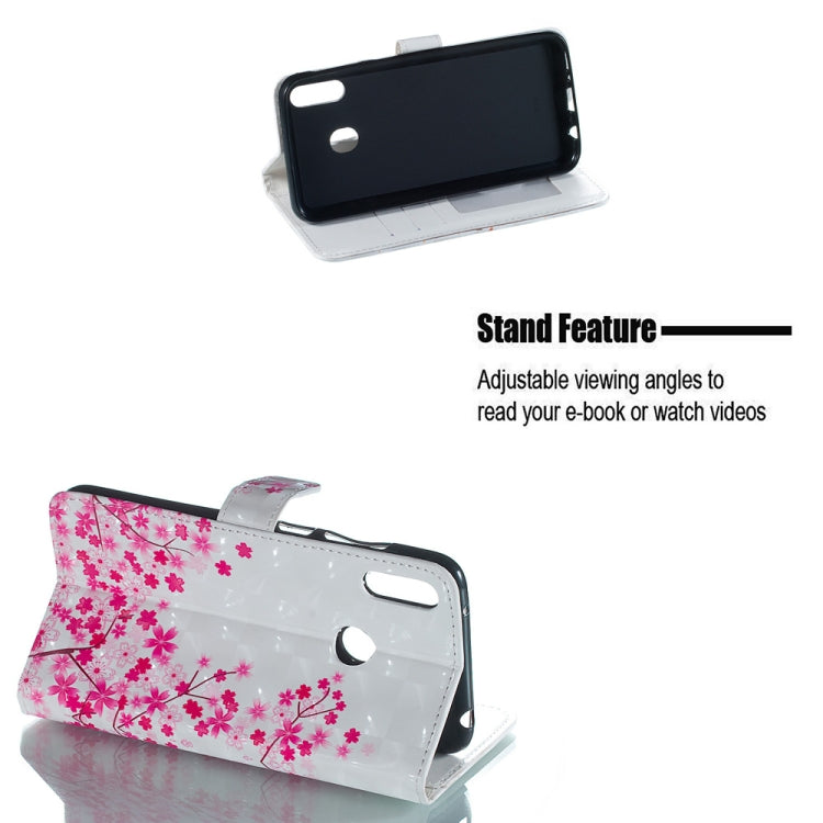 Sakura Pattern 3D Horizontal Flip Leather Case for Galaxy M20, with Holder & Card Slots & Photo Frame & Wallet