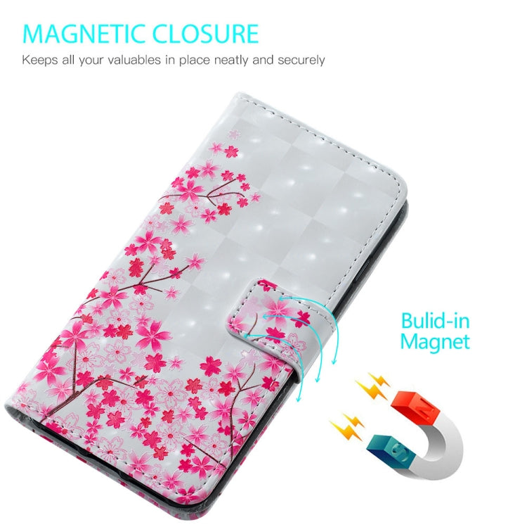 Sakura Pattern 3D Horizontal Flip Leather Case for Galaxy M20, with Holder & Card Slots & Photo Frame & Wallet