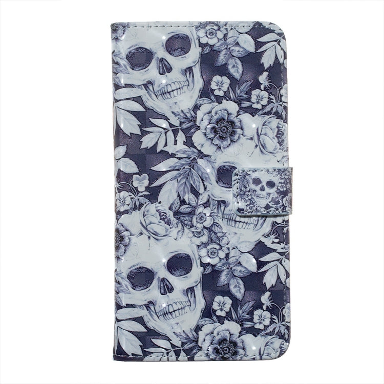Skull and Flower Pattern 3D Horizontal Flip Leather Case for Galaxy M20, with Holder & Card Slots & Photo Frame & Wallet