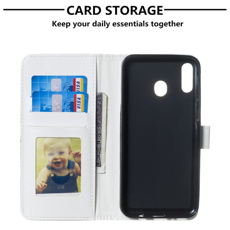Skull and Flower Pattern 3D Horizontal Flip Leather Case for Galaxy M20, with Holder & Card Slots & Photo Frame & Wallet