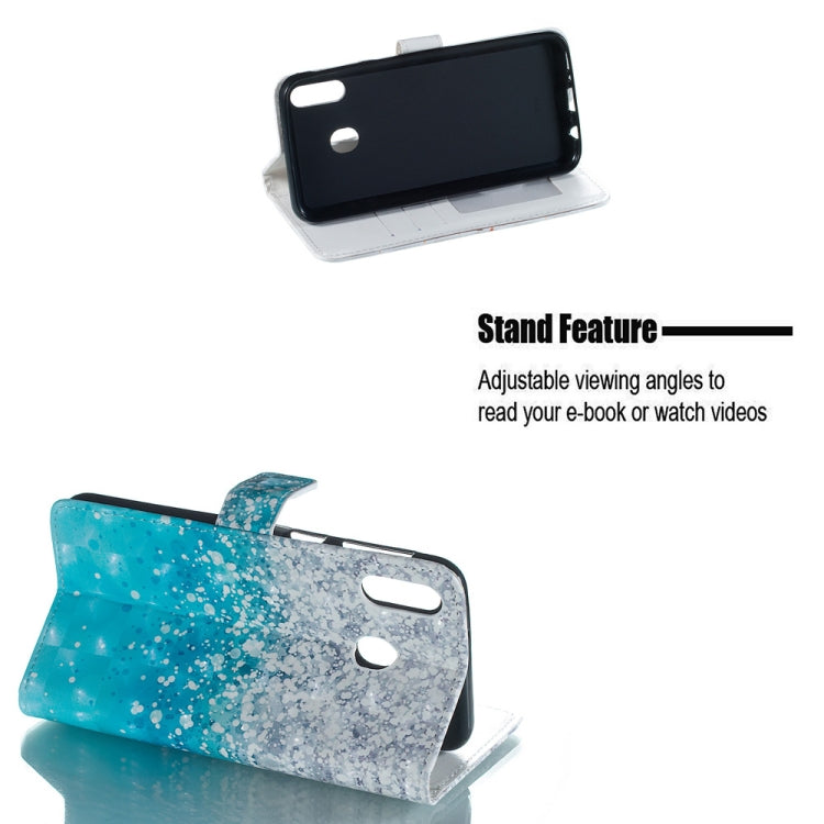 Sea and Sand Pattern 3D Horizontal Flip Leather Case for Galaxy M20, with Holder & Card Slots & Photo Frame & Wallet
