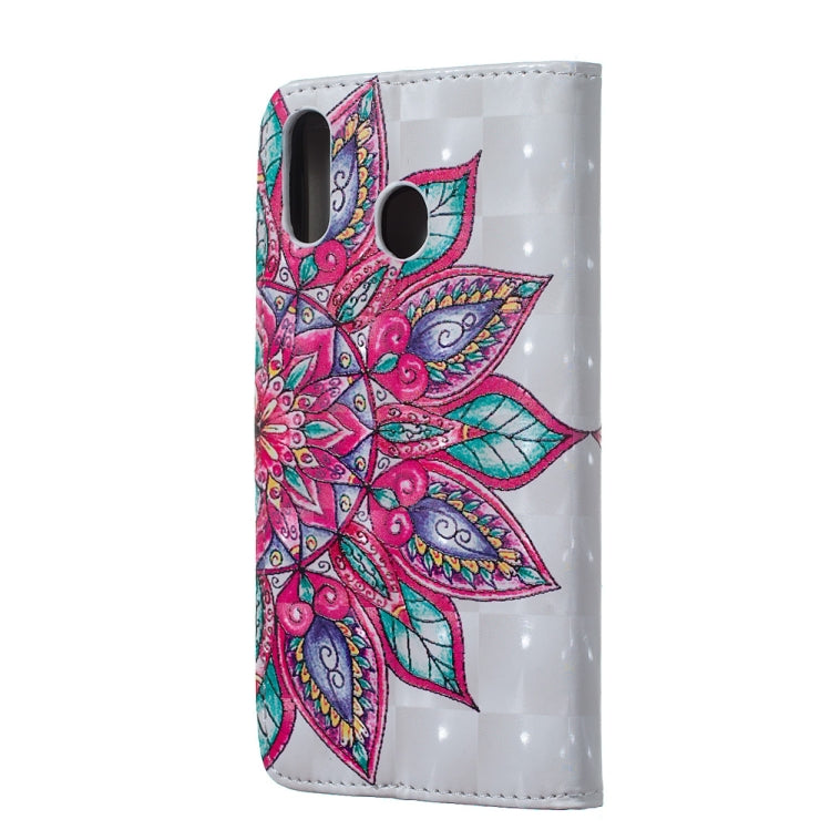 Half Flower Pattern 3D Horizontal Flip Leather Case for Galaxy M20, with Holder & Card Slots & Photo Frame & Wallet