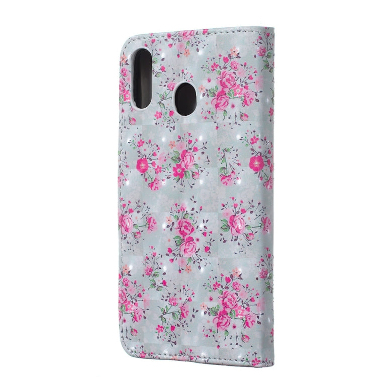 Rose Pattern 3D Horizontal Flip Leather Case for Galaxy M20, with Holder & Card Slots & Photo Frame & Wallet