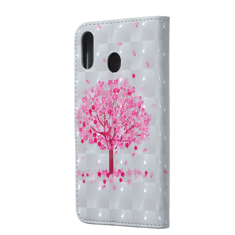 Pink Tree Pattern 3D Horizontal Flip Leather Case for Galaxy M20, with Holder & Card Slots & Photo Frame & Wallet