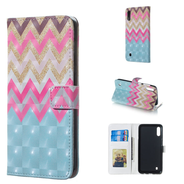 Color Wave 3D Pattern Horizontal Flip Leather Case for Galaxy M10, with Holder & Card Slots & Photo Frame & Wallet