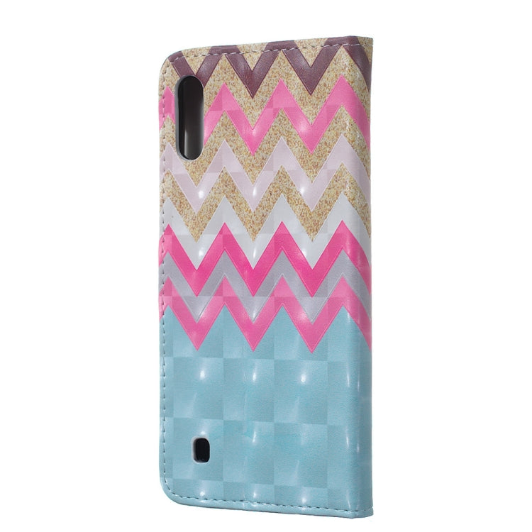 Color Wave 3D Pattern Horizontal Flip Leather Case for Galaxy M10, with Holder & Card Slots & Photo Frame & Wallet