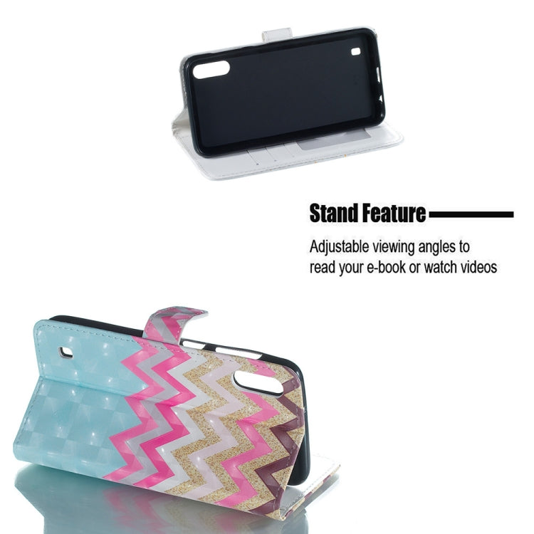 Color Wave 3D Pattern Horizontal Flip Leather Case for Galaxy M10, with Holder & Card Slots & Photo Frame & Wallet
