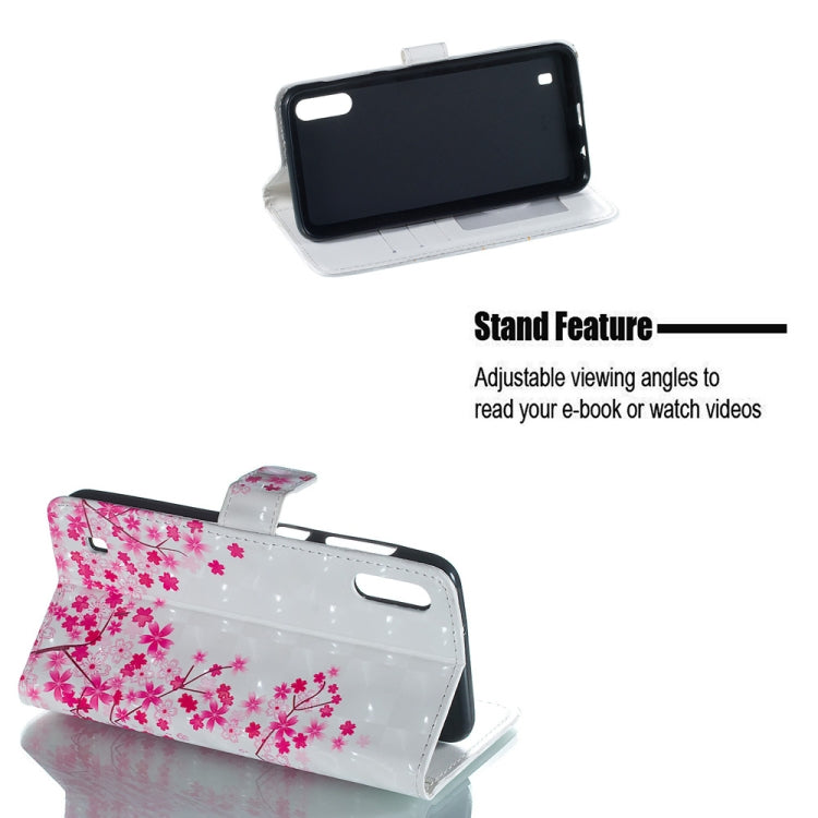 Sakura Pattern 3D Horizontal Flip Leather Case for Galaxy M10, with Holder & Card Slots & Photo Frame & Wallet