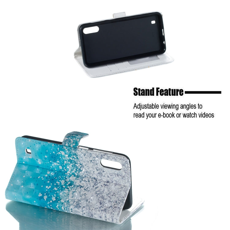 Sea and Sand Pattern 3D Horizontal Flip Leather Case for Galaxy M10, with Holder & Card Slots & Photo Frame & Wallet