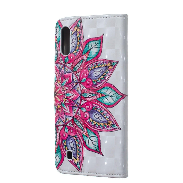 Half Flower Pattern 3D Horizontal Flip Leather Case for Galaxy M10, with Holder & Card Slots & Photo Frame & Wallet