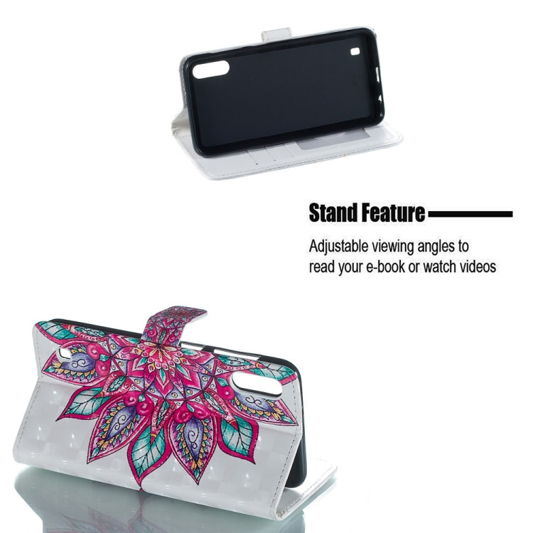 Half Flower Pattern 3D Horizontal Flip Leather Case for Galaxy M10, with Holder & Card Slots & Photo Frame & Wallet