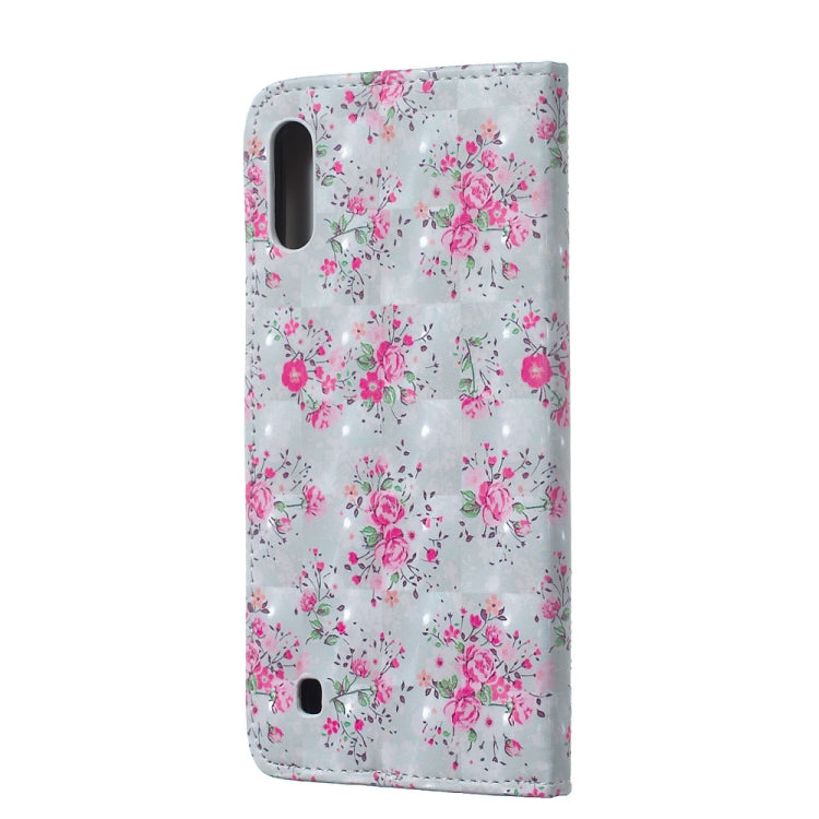 Rose Pattern 3D Horizontal Flip Leather Case for Galaxy M10, with Holder & Card Slots & Photo Frame & Wallet