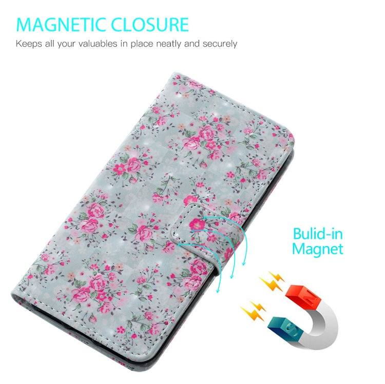 Rose Pattern 3D Horizontal Flip Leather Case for Galaxy M10, with Holder & Card Slots & Photo Frame & Wallet