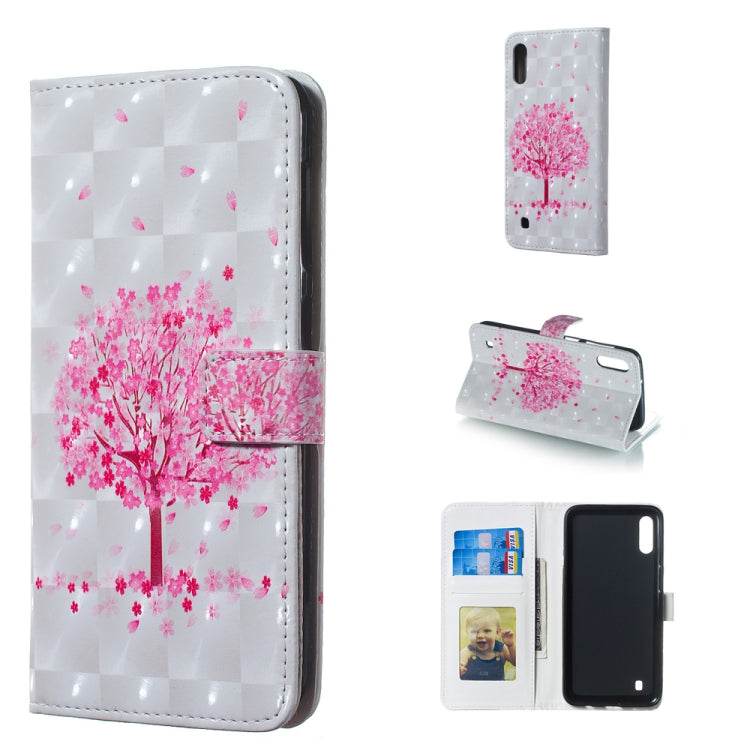 Pink Tree Pattern 3D Horizontal Flip Leather Case for Galaxy M10, with Holder & Card Slots & Photo Frame & Wallet