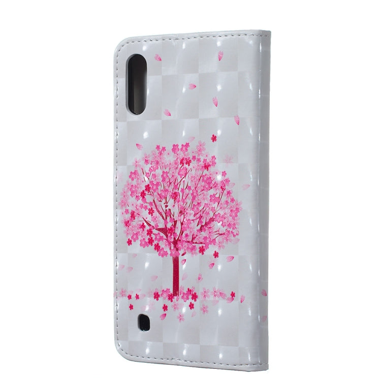 Pink Tree Pattern 3D Horizontal Flip Leather Case for Galaxy M10, with Holder & Card Slots & Photo Frame & Wallet