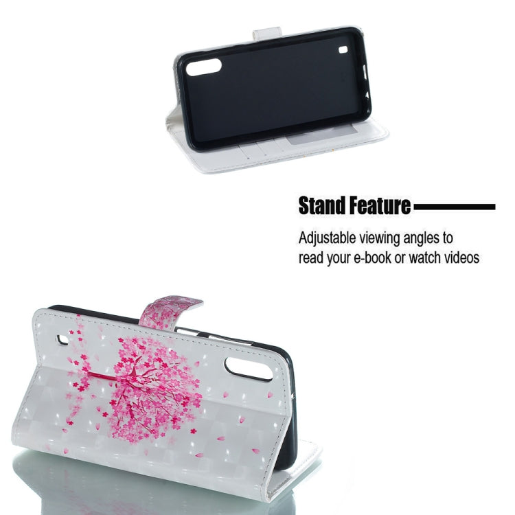Pink Tree Pattern 3D Horizontal Flip Leather Case for Galaxy M10, with Holder & Card Slots & Photo Frame & Wallet