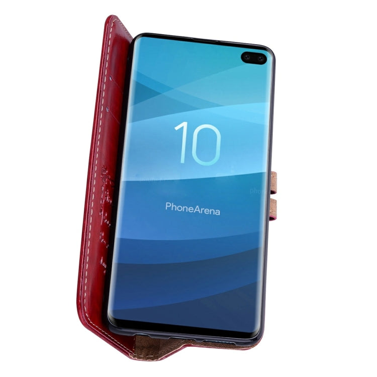 Business Style Oil Wax Texture Horizontal Flip Leather Case for Galaxy S10 Plus, with Holder & Card Slots & Wallet