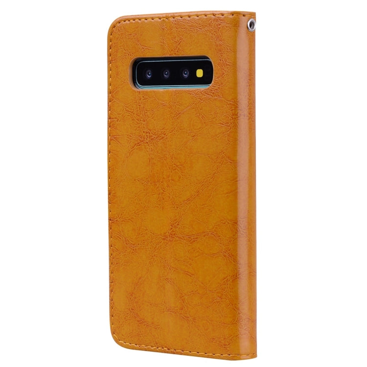 Business Style Oil Wax Texture Horizontal Flip Leather Case for Galaxy S10, with Holder & Card Slots & Wallet