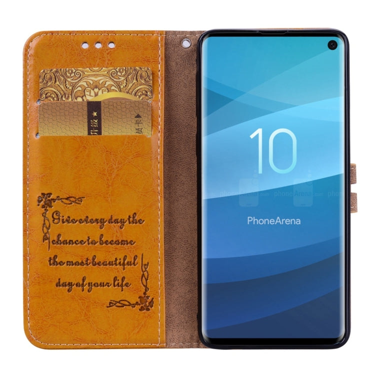 Business Style Oil Wax Texture Horizontal Flip Leather Case for Galaxy S10, with Holder & Card Slots & Wallet