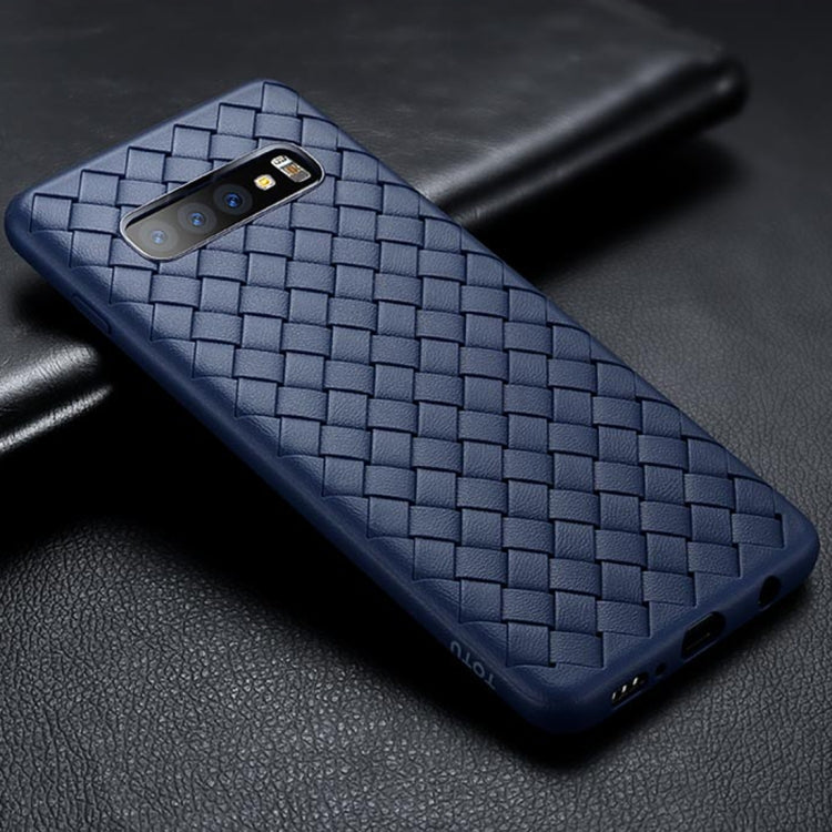 TOTUDESIGN Soft Series BV Weave TPU Protective Case for Galaxy S10 (Blue)