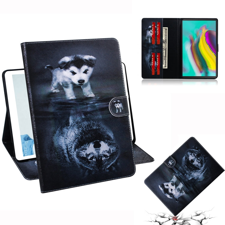 Wolf and Dog Pattern Horizontal Flip Leather Case for Galaxy Tab S5E T720 / T725, with Holder & Card Slot & Wallet