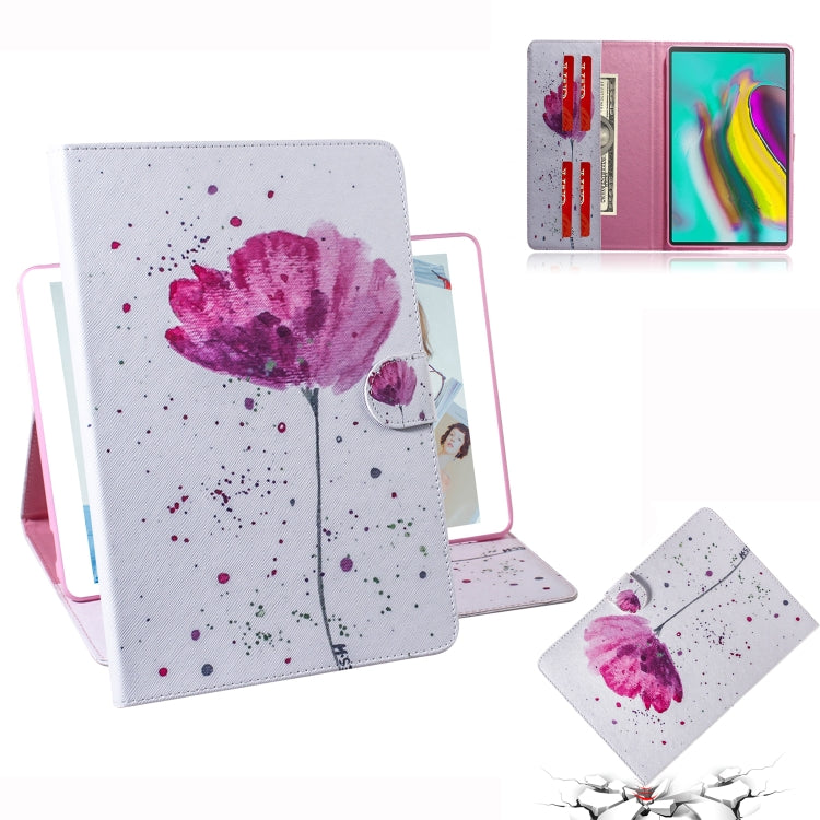 Purple Orchids Pattern Horizontal Flip Leather Case for Galaxy Tab S5E T720 / T725, with Holder & Card Slot & Wallet