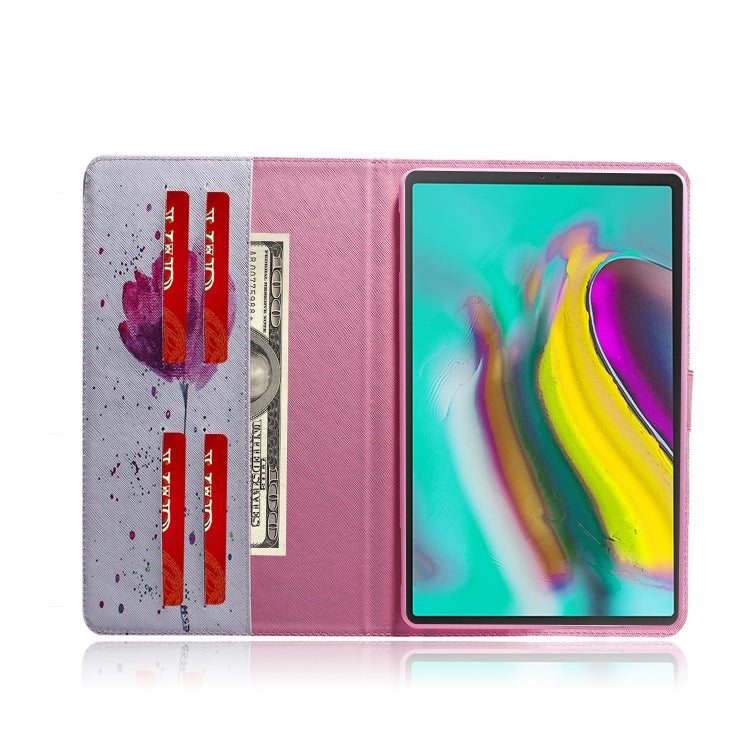 Purple Orchids Pattern Horizontal Flip Leather Case for Galaxy Tab S5E T720 / T725, with Holder & Card Slot & Wallet
