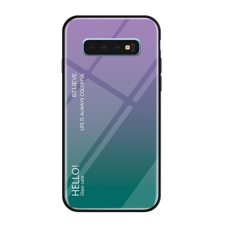 Gradient Color Glass Protective Case for Galaxy S10 Plus