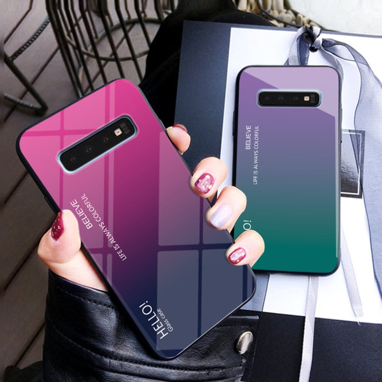 Gradient Color Glass Protective Case for Galaxy S10 Plus
