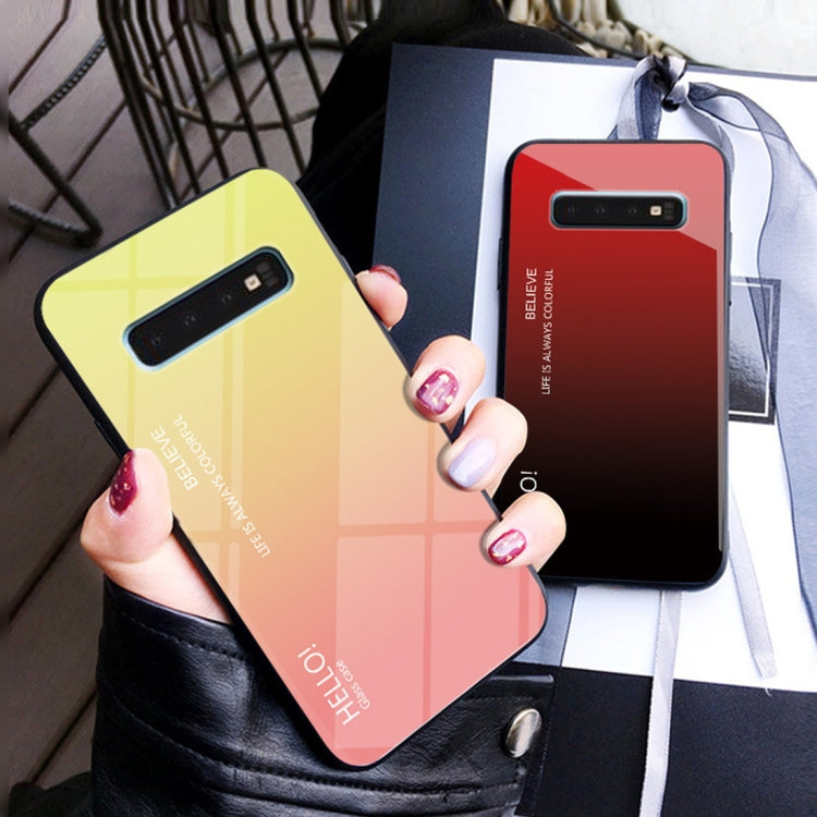 Gradient Color Glass Protective Case for Galaxy S10 Plus