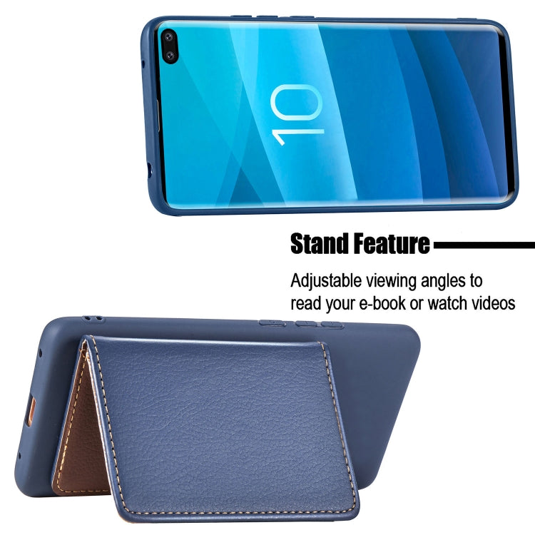 Leaf Magnetic Snap Litchi Texture TPU Protective Case for Galaxy S10+, with Card Slots & Holder & Wallet