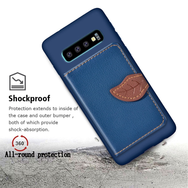 Leaf Magnetic Snap Litchi Texture TPU Protective Case for Galaxy S10+, with Card Slots & Holder & Wallet