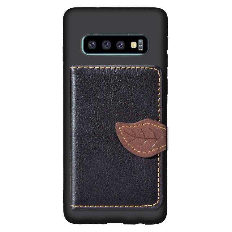 Leaf Magnetic Snap Litchi Texture TPU Protective Case for Galaxy S10, with Card Slots & Holder & Wallet