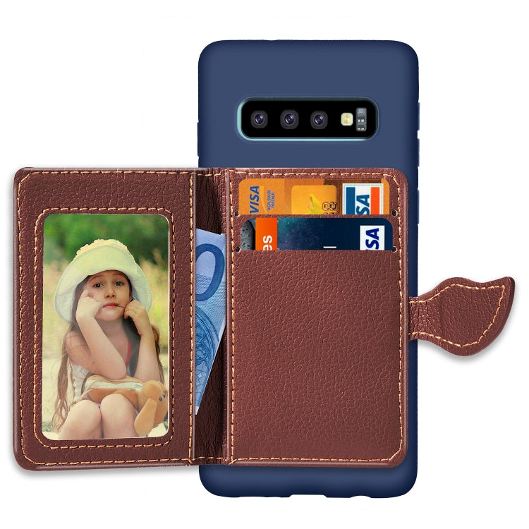 Leaf Magnetic Snap Litchi Texture TPU Protective Case for Galaxy S10, with Card Slots & Holder & Wallet