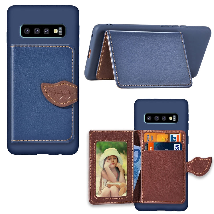 Leaf Magnetic Snap Litchi Texture TPU Protective Case for Galaxy S10, with Card Slots & Holder & Wallet