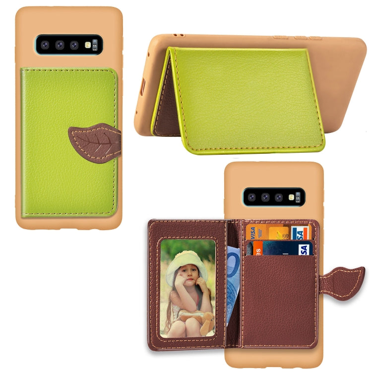 Leaf Magnetic Snap Litchi Texture TPU Protective Case for Galaxy S10, with Card Slots & Holder & Wallet
