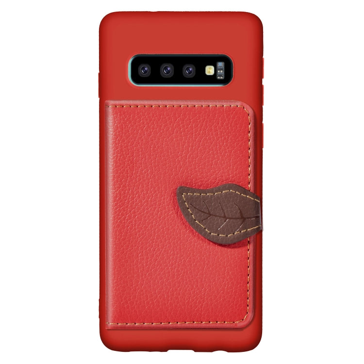 Leaf Magnetic Snap Litchi Texture TPU Protective Case for Galaxy S10, with Card Slots & Holder & Wallet