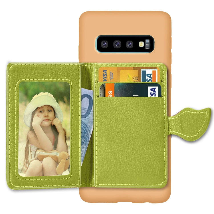 Leaf Magnetic Snap Litchi Texture TPU Protective Case for Galaxy S10, with Card Slots & Holder & Wallet