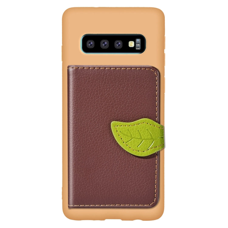 Leaf Magnetic Snap Litchi Texture TPU Protective Case for Galaxy S10, with Card Slots & Holder & Wallet