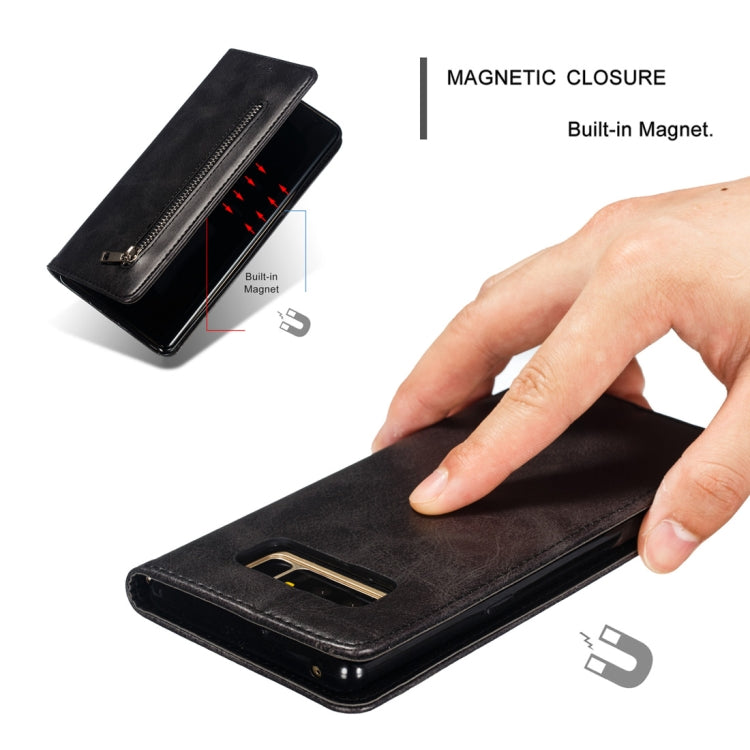 Calf Texture Zipper Magnetic Horizontal Flip Leather Case for Galaxy Note8, with Wallet & Holder & Card Slots