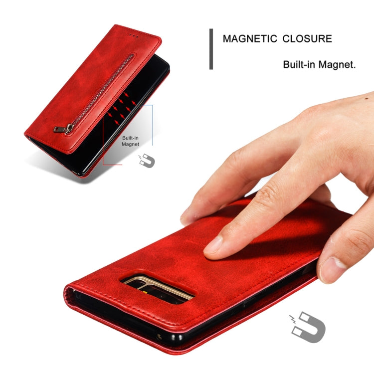 Calf Texture Zipper Magnetic Horizontal Flip Leather Case for Galaxy Note8, with Wallet & Holder & Card Slots