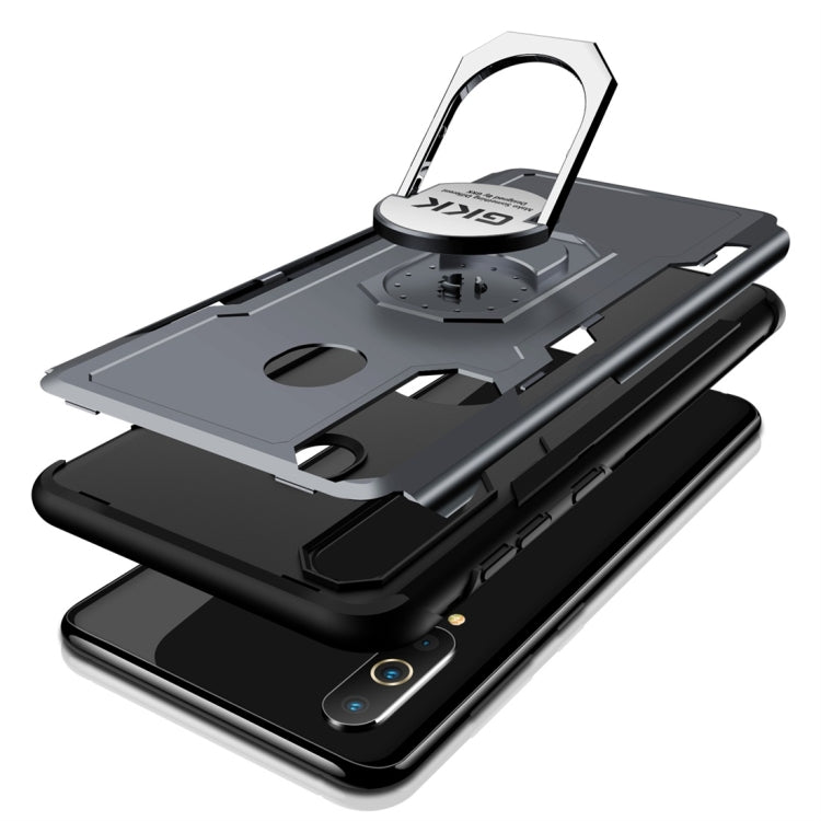 GKK Magnetic 360 Degree Rotation Ring Holder PC + TPU Armor Case for Galaxy A8s