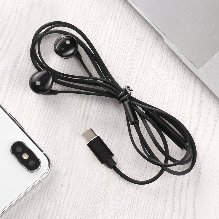 USB-C / Type-C Interface Stereo Wired Control In-ear Earphone (Black)