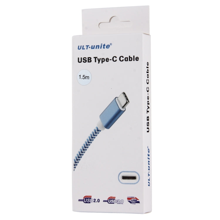 ULT-unite 1.5m Knit Texture USB 2.0 to USB-C / Type-C All-copper Wire Data Sync Charging Cable, For Galaxy S8 & S8 + / LG G6 / Huawei P10 & P10 Plus / Oneplus 5 / Xiaomi Mi6 & Max 2 and other Smartphones