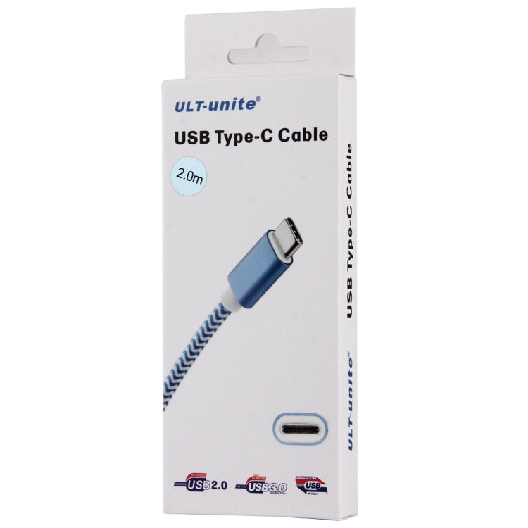 ULT-unite 2m Knit Texture USB 2.0 to USB-C / Type-C All-copper Wire Data Sync Charging Cable, For Galaxy S8 & S8 + / LG G6 / Huawei P10 & P10 Plus / Oneplus 5 / Xiaomi Mi