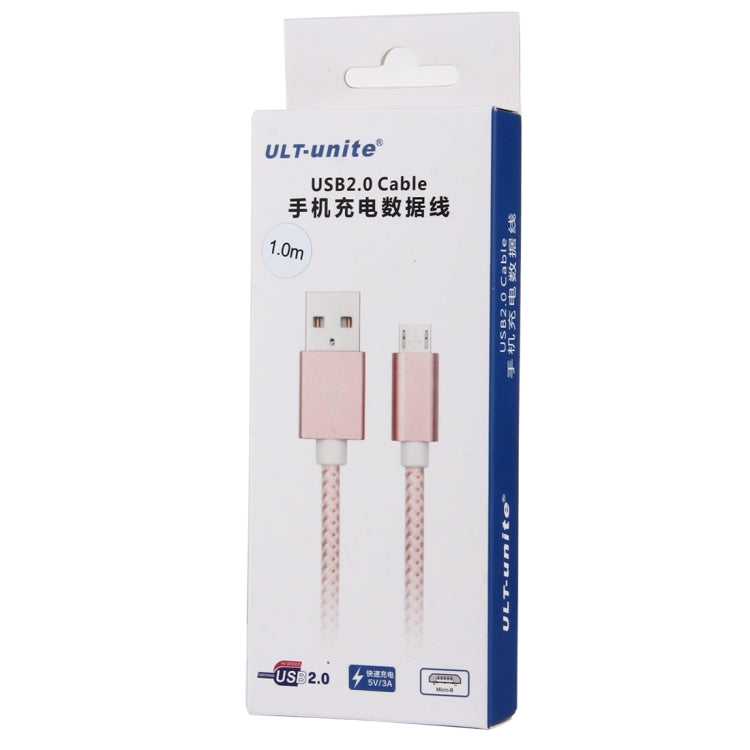 ULT-unite 1m Knit Texture USB 2.0 to Micro USB All-copper Wire Data Sync Charging Cable, For Samsung / Huawei / Xiaomi / Meizu / LG / HTC and Other Smartphones(Silver)